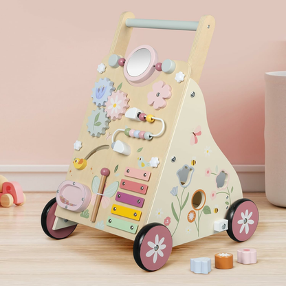 Wooden Baby Walker, Baby Push Walker, Push Walker Toys for Babies Learning to Walk & Sit-to-Stand
